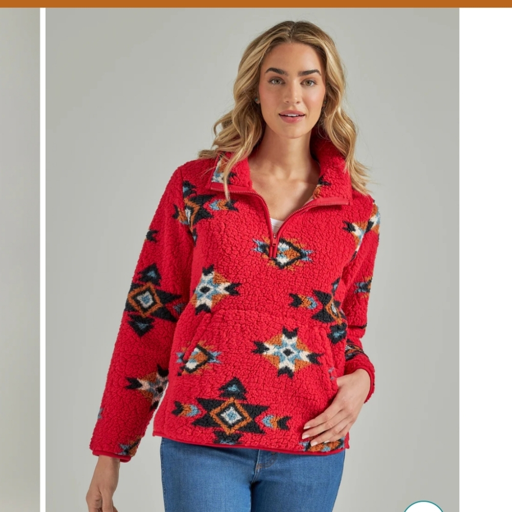 Wrangler Women's Retro Tango Red Sherpa Pullover